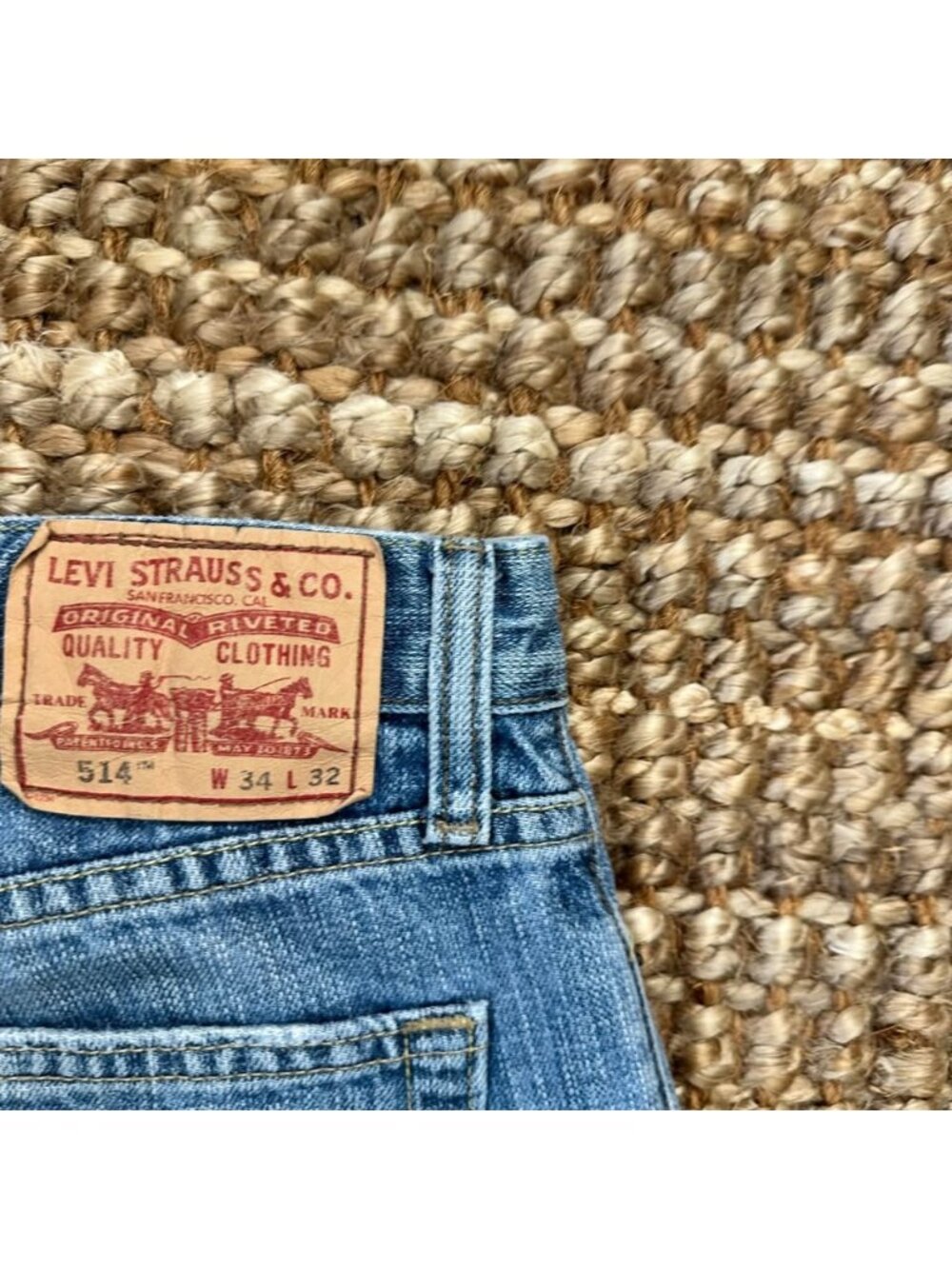 Vintage 100% Cotton Levi's 514 Straight Fit Mens Blue Denim Jeans W34 L32 (34x32